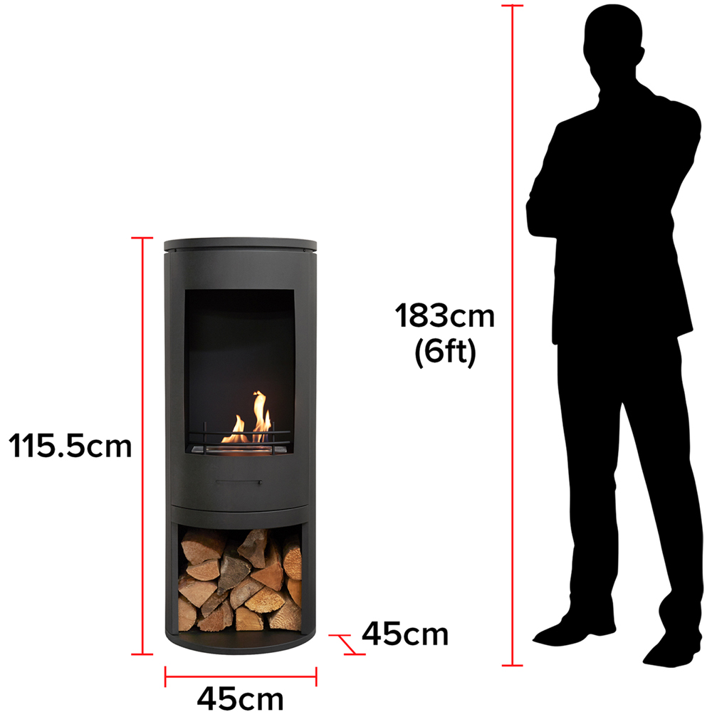 Sureflame Barilo Matte Black Bio Ethanol Stove with Log Storage 3000W Image 9