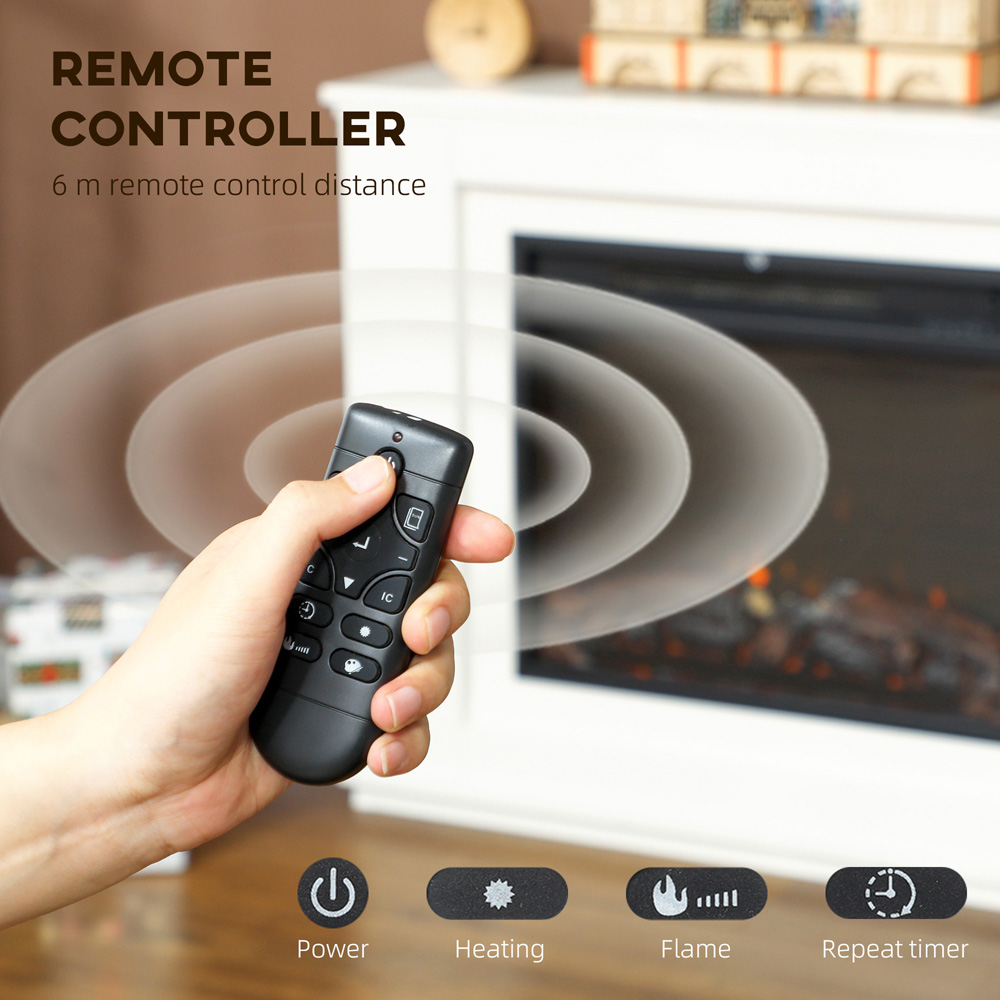 HOMCOM White Inset Electric Fireplace and Mantel 2000W Image 6