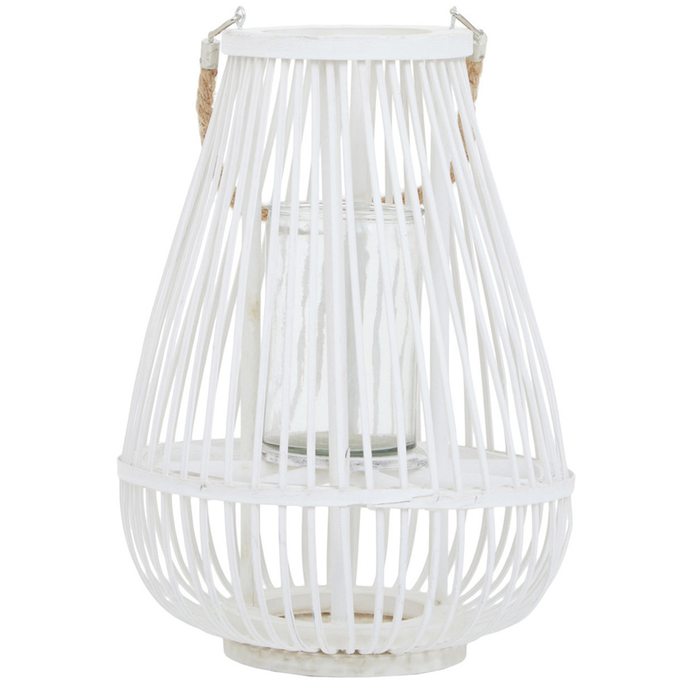 Premier Housewares Lentigo White Bamboo Lantern Small  Image 3