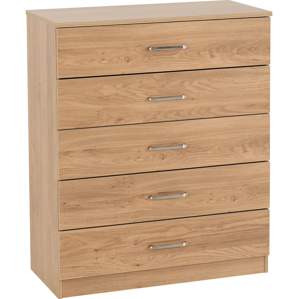 Seconique Dakota 5 Drawer Oak Effect Storage Chest Image 2