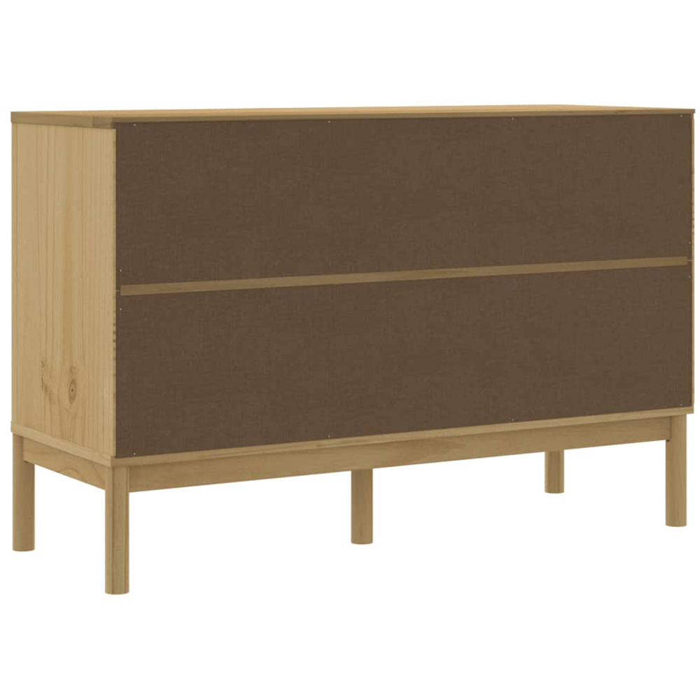vidaXL Floro 3 Door 3 Drawer Wax Brown Solid Wood Pine Sideboard Image 7