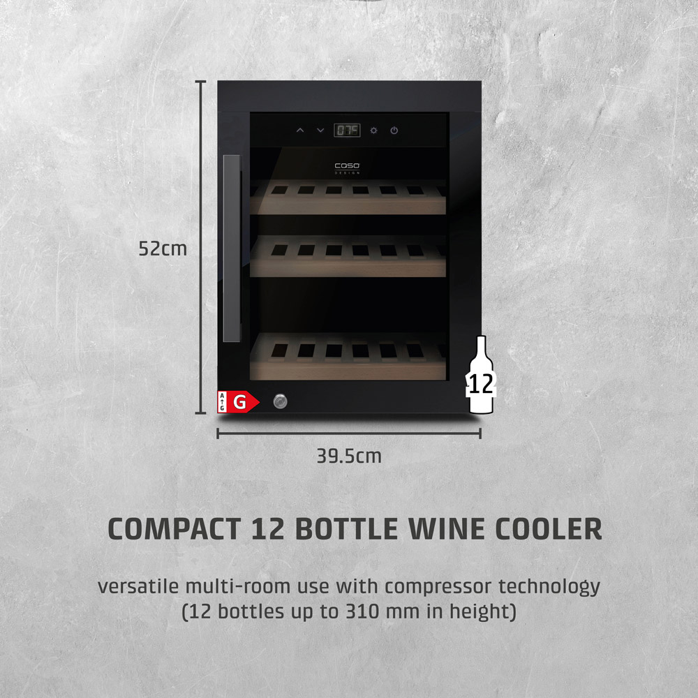 CASO Design WineExclusive 716 Black 12 Bottle Wine Cooler Fridge Image 8