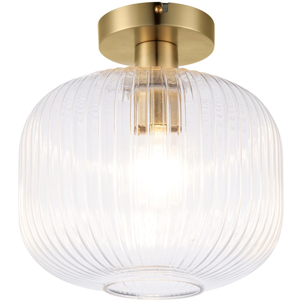 Cosylyte Maple Modern Ribbed Glass Brass Base Ceiling Light Image 4