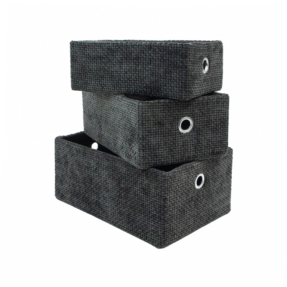 JVL Metro Black Rectangular Storage Basket 3 Pack Image 3
