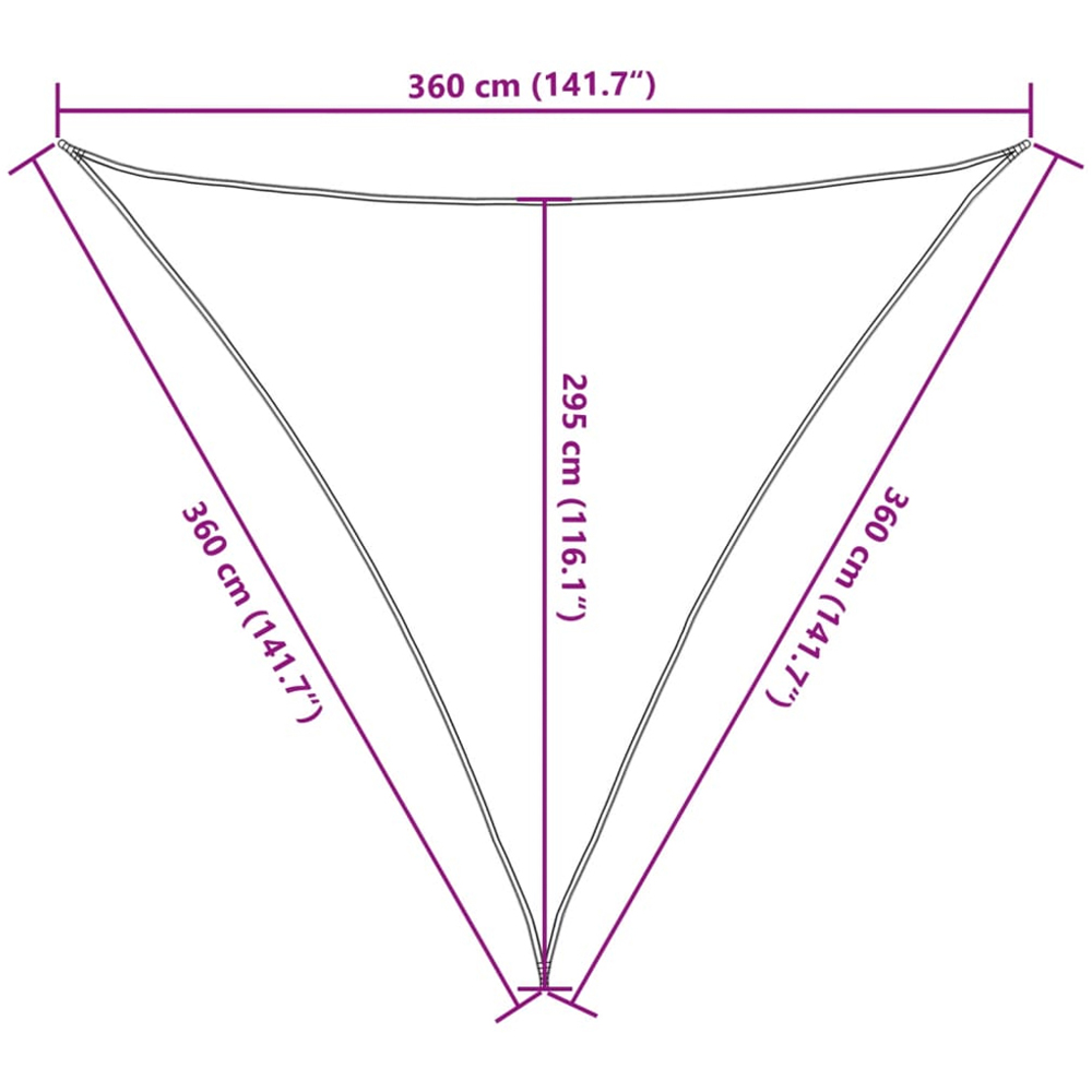 vidaXL Grey Triangular Sun Shade Sail 3.6 x 3.6 x 3.6m Image 9