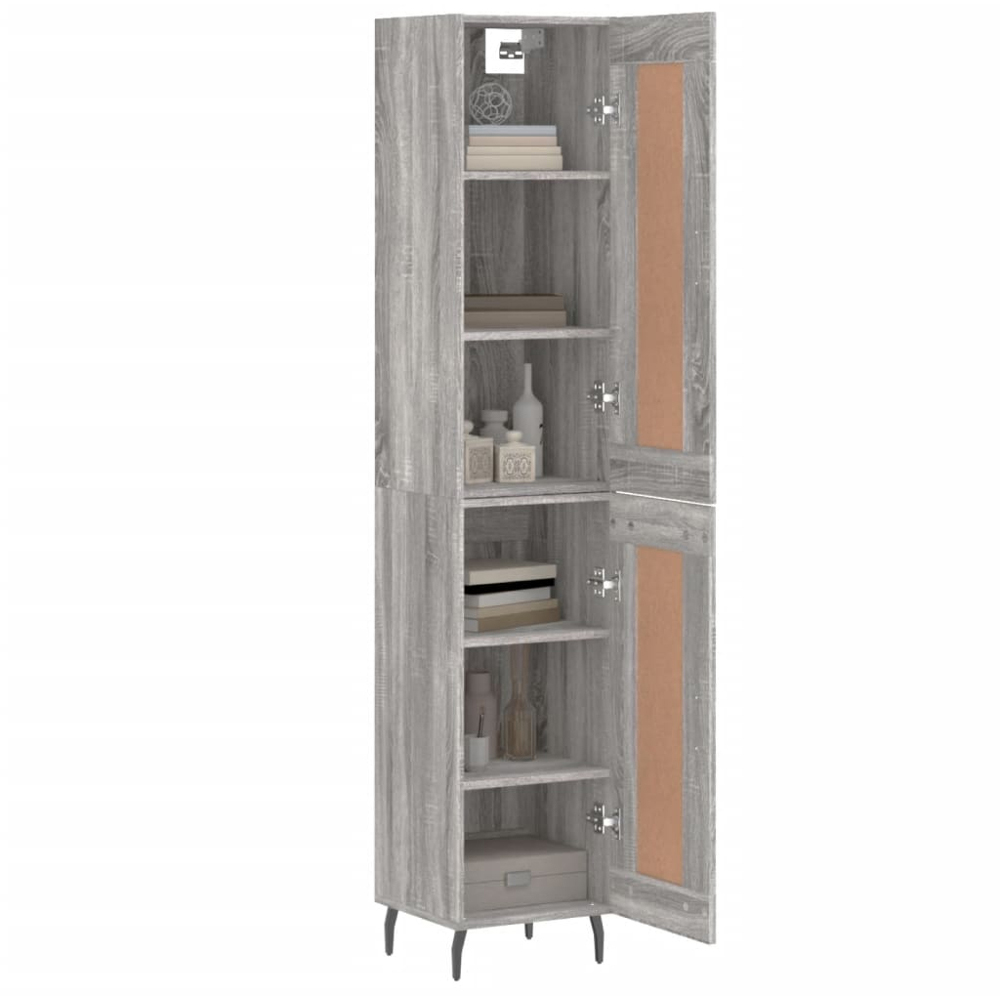 vidaXL Single Door 2 Drawer 2 Shelf Grey Highboard Image 3