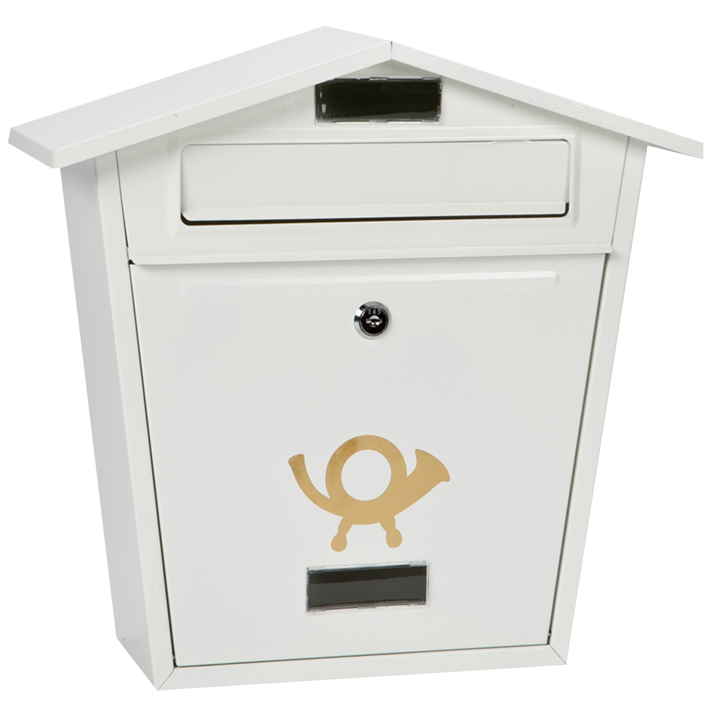 Arboria Garden Decor White Wall Mounted Galvanised Steel Post Box Image 1