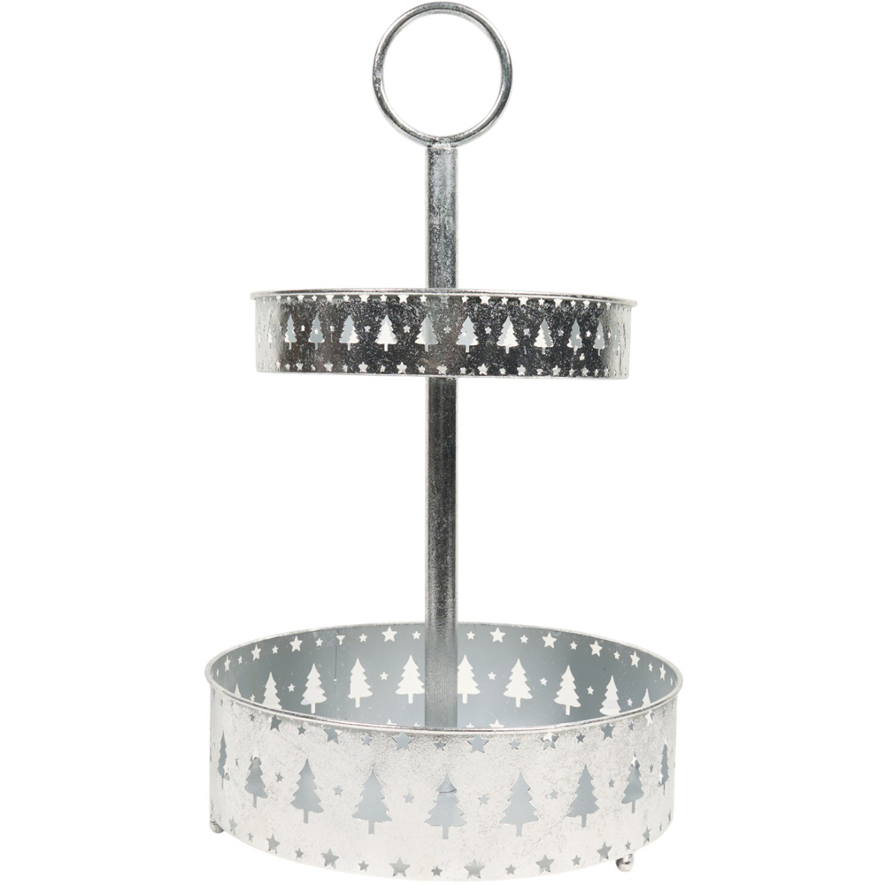 2-Tier Glistening Tower Silver Image 1