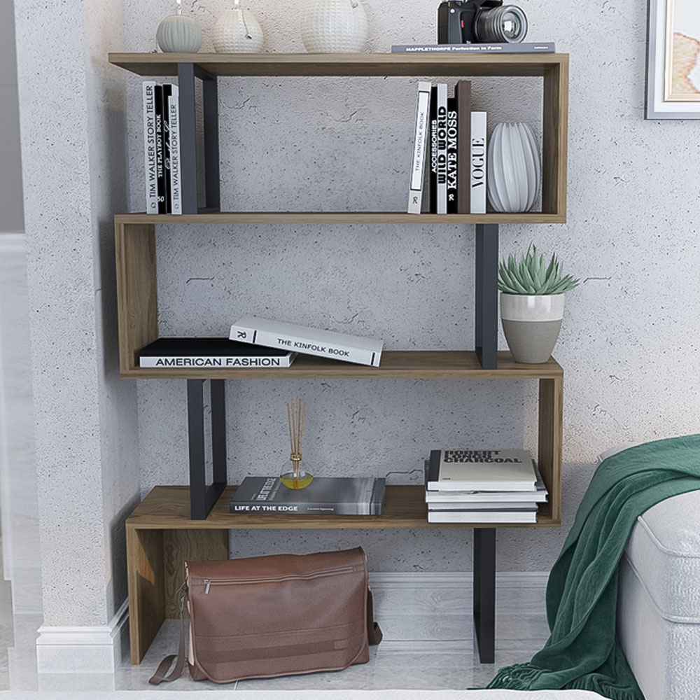 Decorotika Adriana 4 Tier Black and Oud Bookcase Image 1