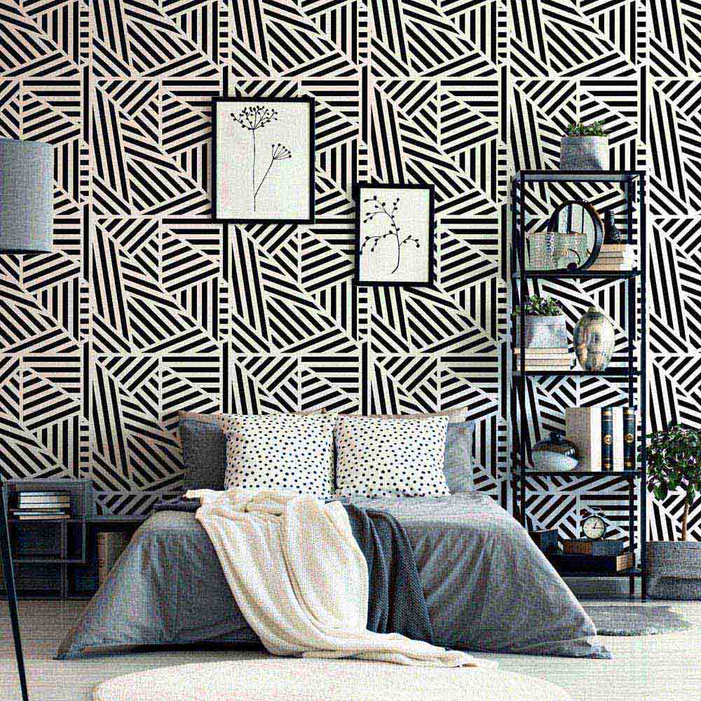 Arthouse Zebra Geo Mono Wallpaper Image 7