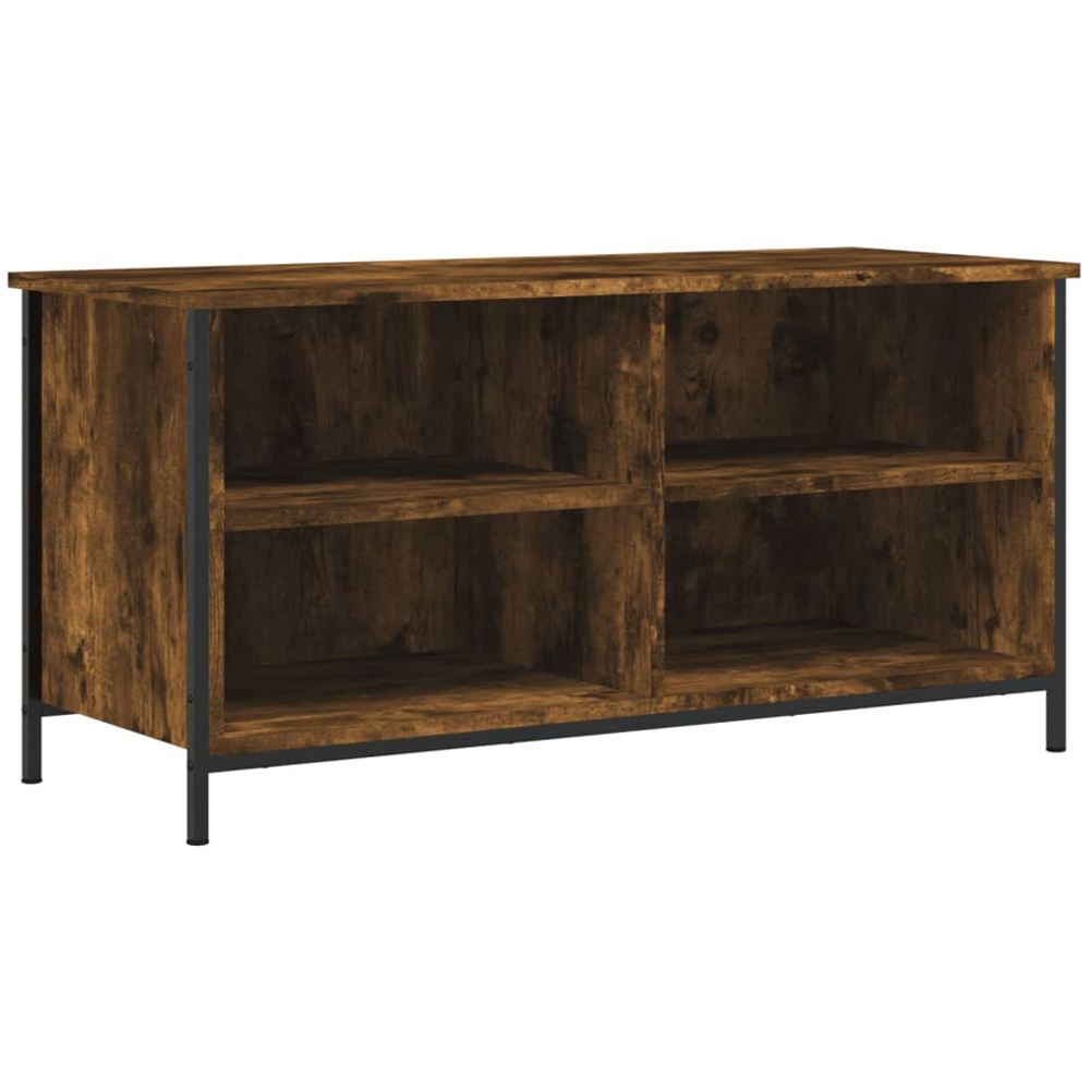 vidaXL 4 Shelf Smoked Oak Industrial Style TV Cabinet Image 2
