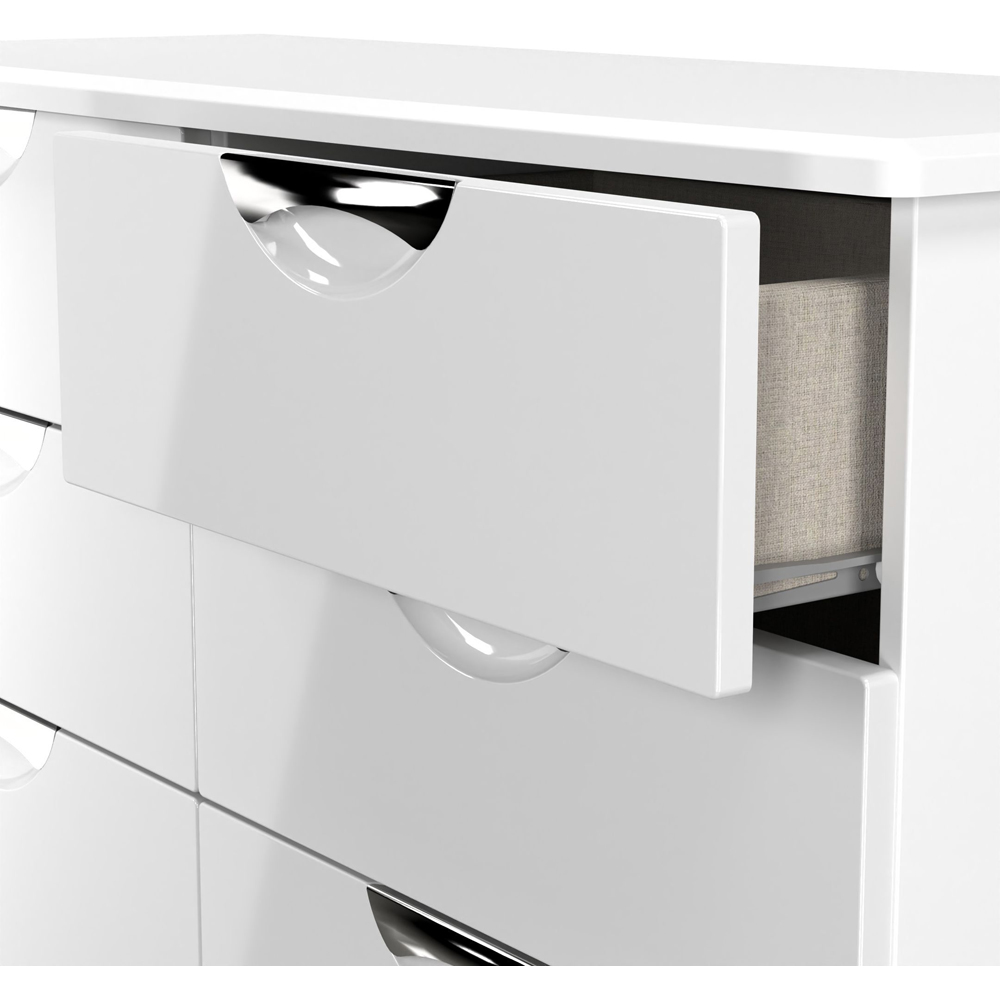 Crowndale Camden 6 Drawer White Gloss and White Wide Chest of Drawers Ready Assembled Image 6