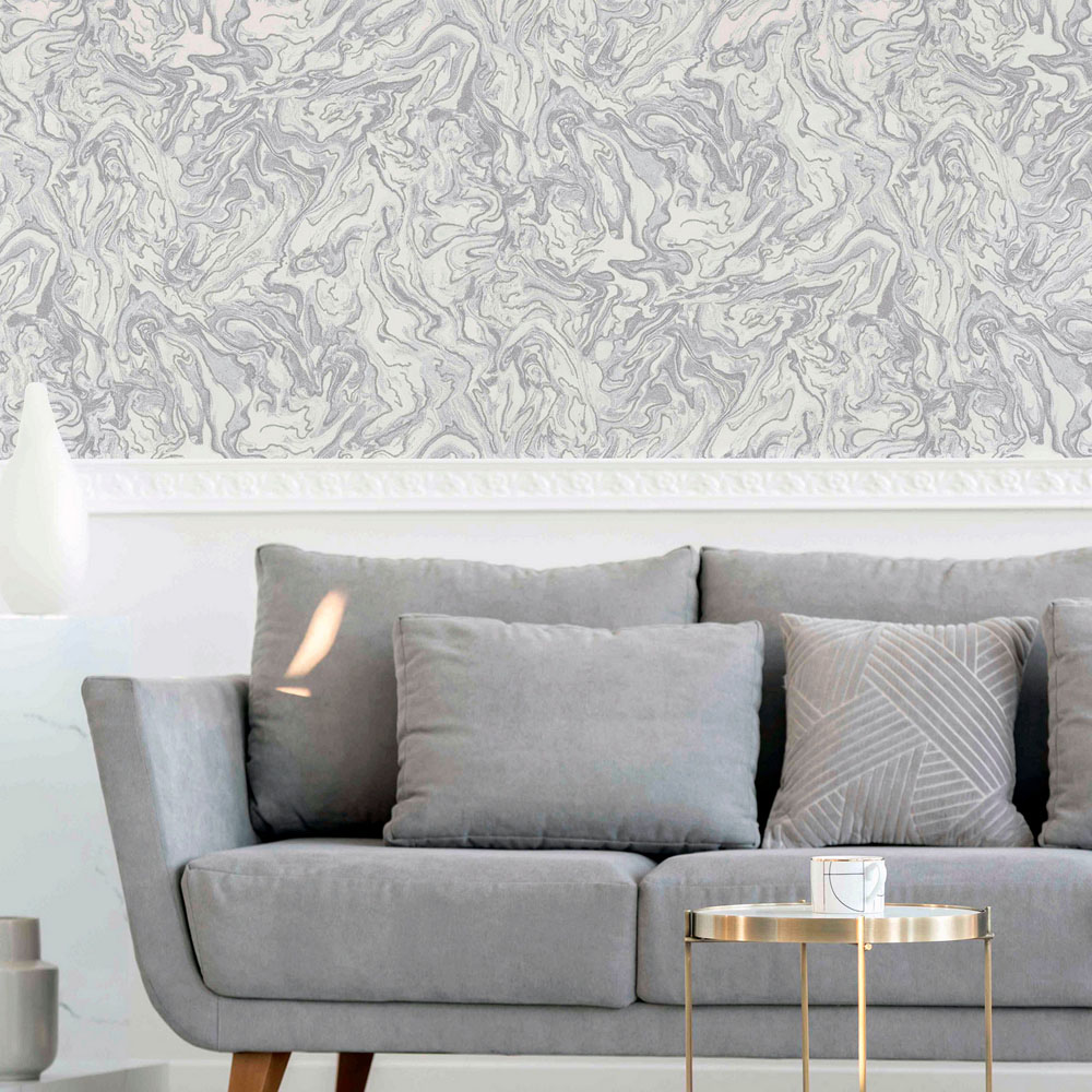 Arthouse Liquid Marble Grey Wallpaper Image 3