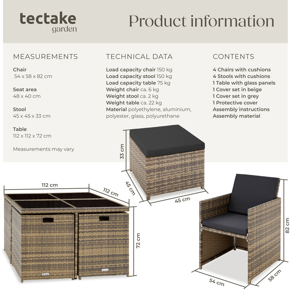 tectake Manhattan 8 Seater Rattan Garden Dining Set Natural Image 6
