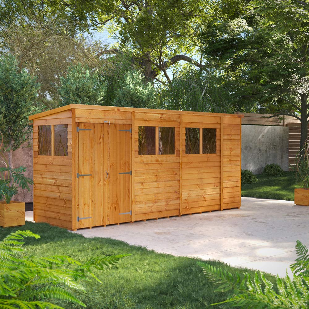 Power 14 x 4ft Overlap Pent Double Door Shed Image 2