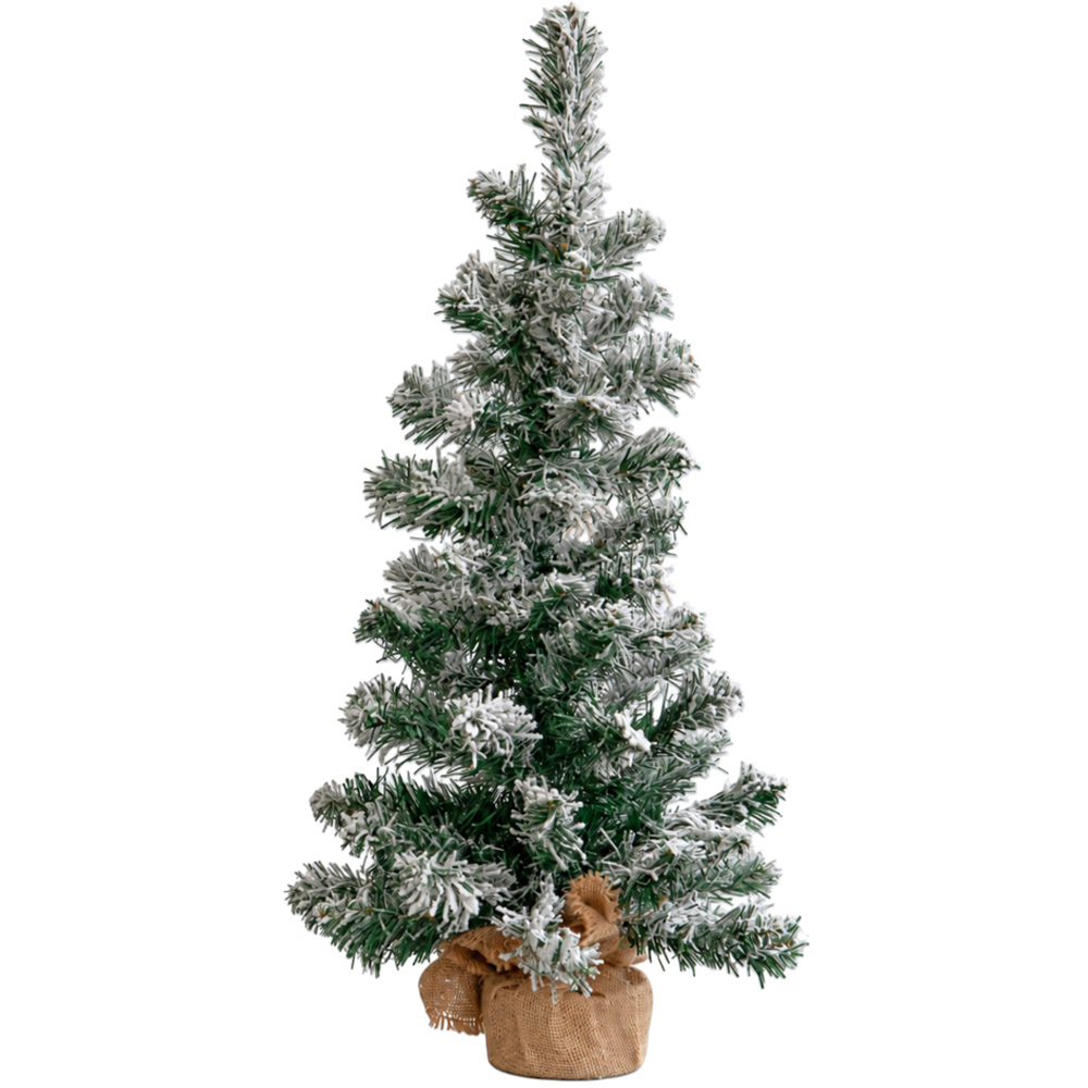 Samuel Alexander Snowy Mini Fir Christmas Tree with Jute Bag Stand 2ft Image 1