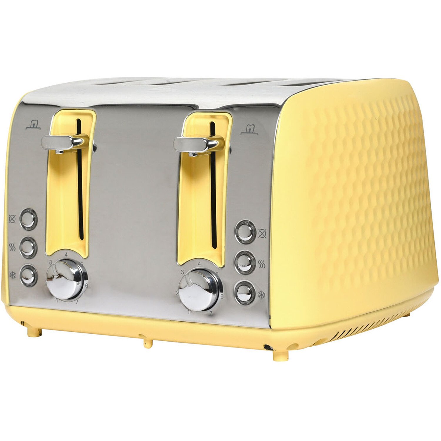 Yellow Honeycomb 4 Slot Toaster Image 1