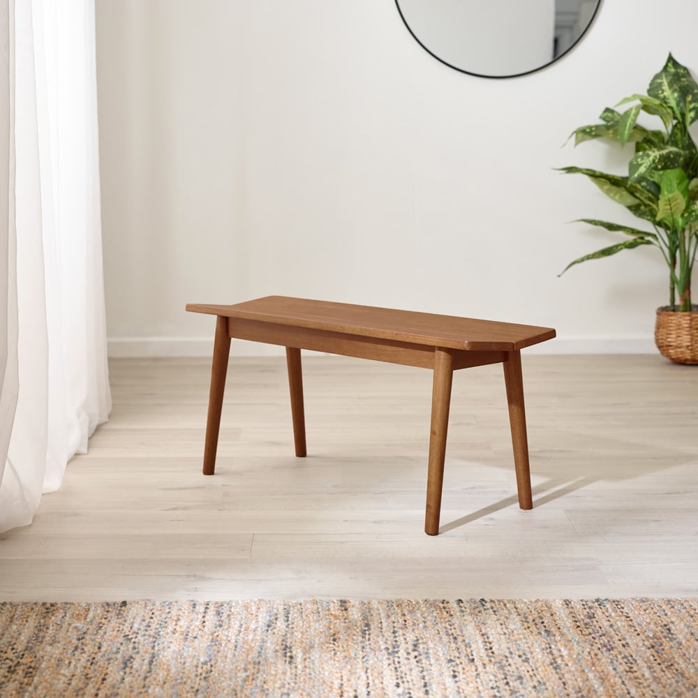 Furniturebox Lymington 2 Seater Walnut Effect Solid Wood Dining Bench Image 7