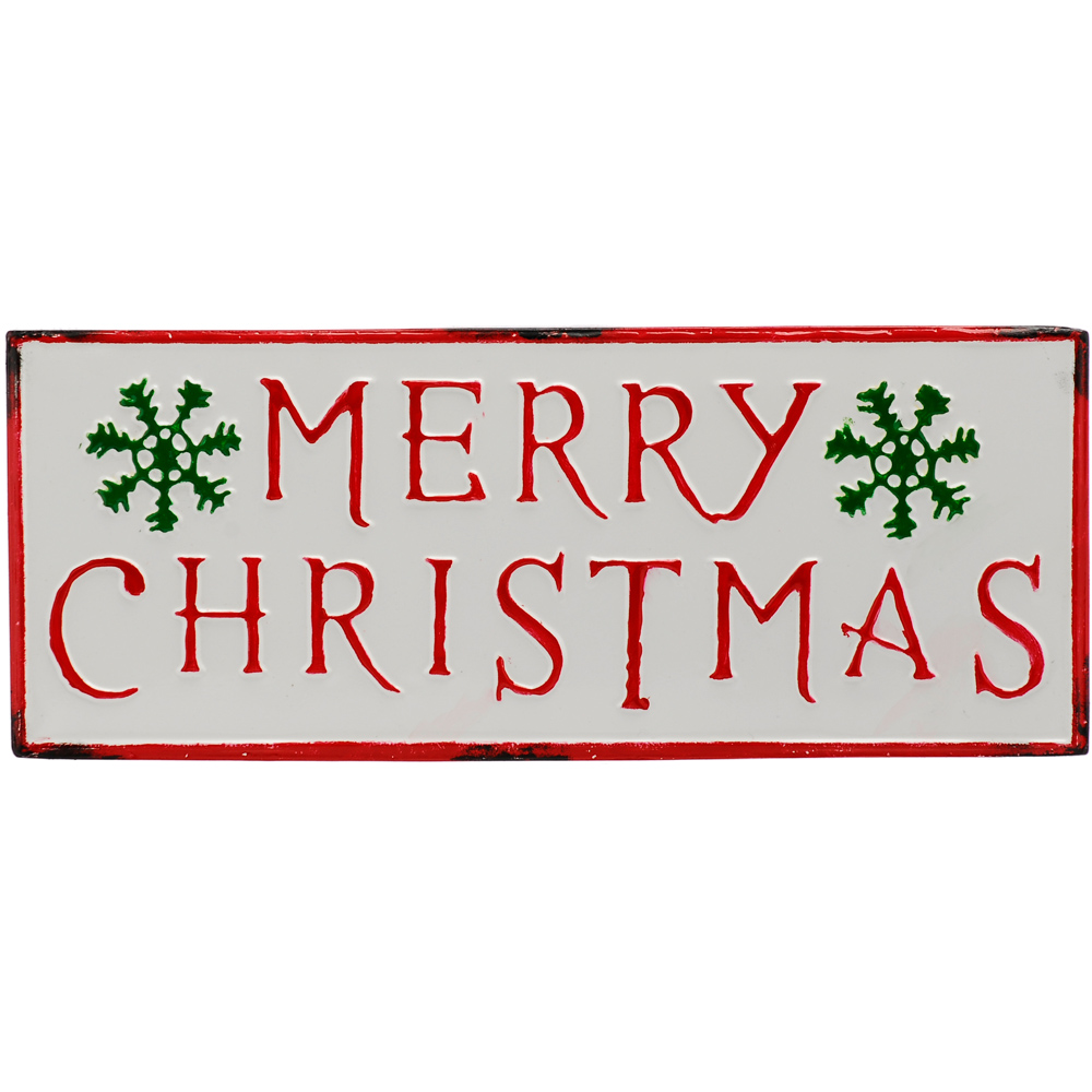Festive Metal Merry Christmas Decorative Sign 57cm Image