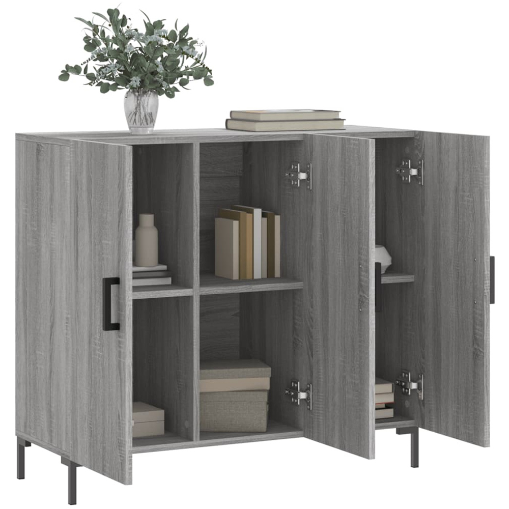 vidaXL 3 Door Grey Sonoma Wooden Sideboard Image 4