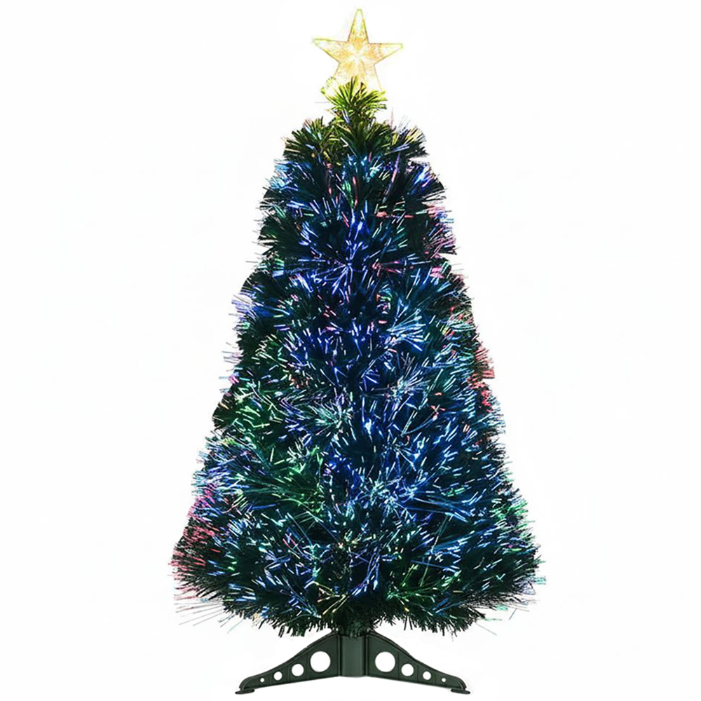 The Christmas Centre Warm White LED Green Fibre Optic Artificial Xmas Tree 2ft Image 1