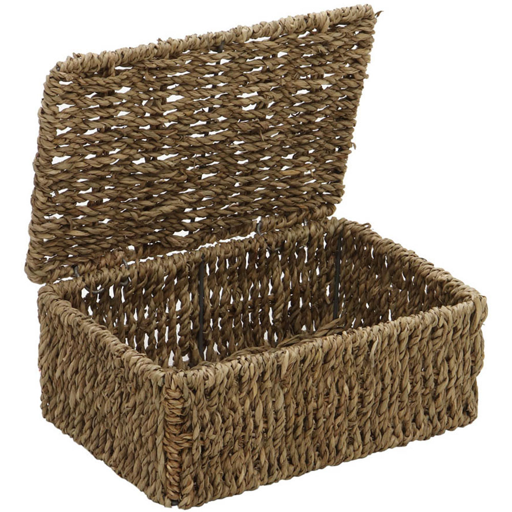 JVL Seagrass Rectangular Storage Baskets with Lids Set of 4 Image 6