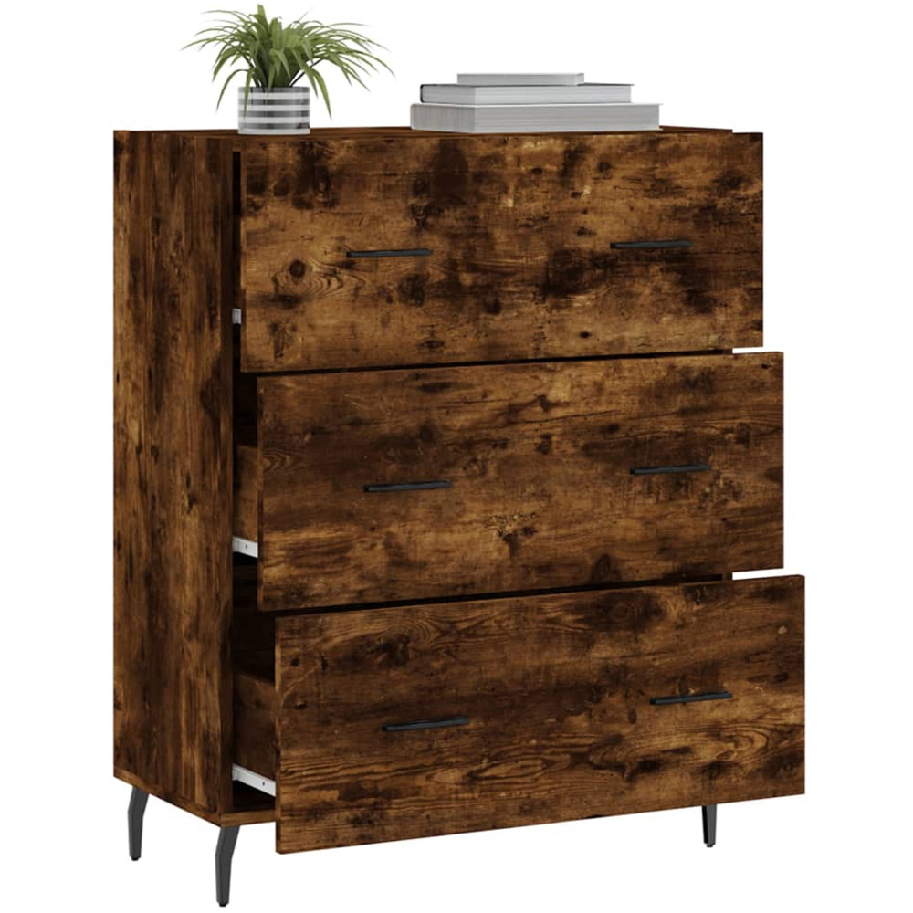 vidaXL 3 Drawer Smoked Oak Sideboard Image 4