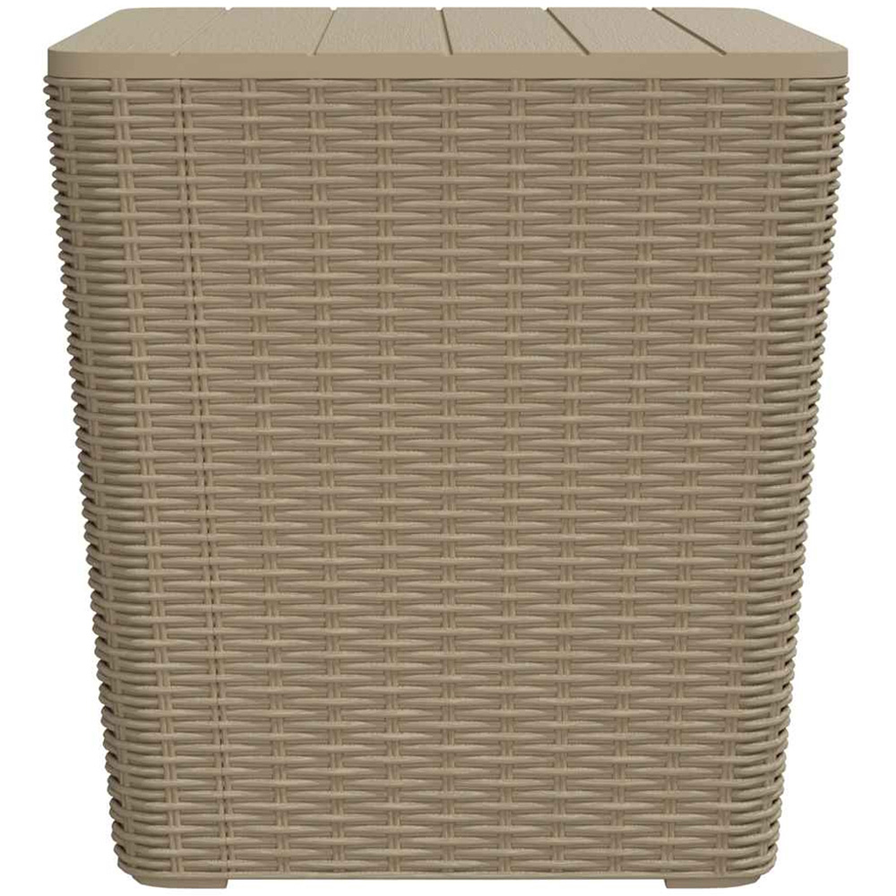 vidaXL Brown Rattan Garden Side Table with Storage and Removable Lid Image 4
