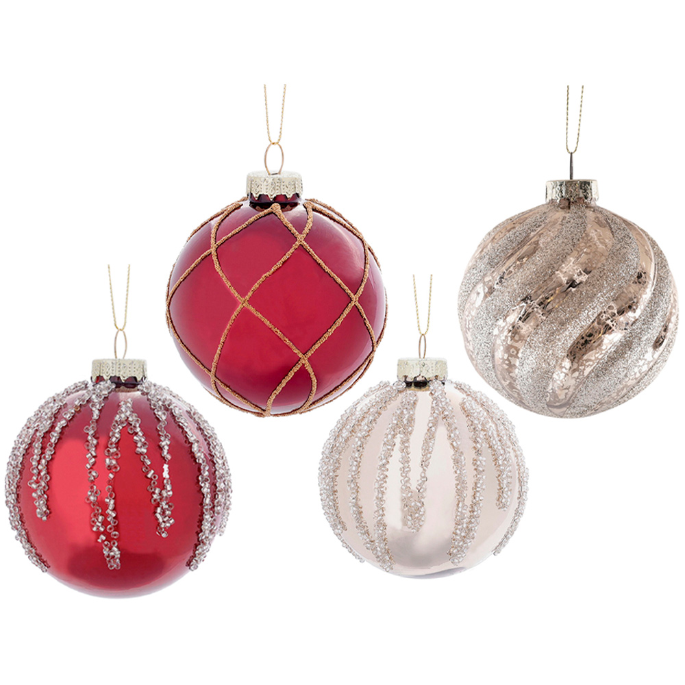 Charles Bentley Traditional Multicolour Glass Baubles 12 Pack Image 2
