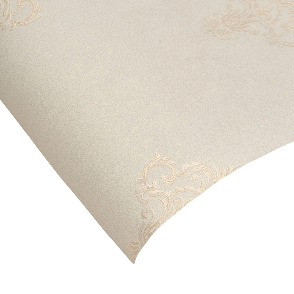 Living and Home Floral Pattern 3D Embossed Beige and Pale Gold Non-Pasted Non-Woven Wallpaper Image 5
