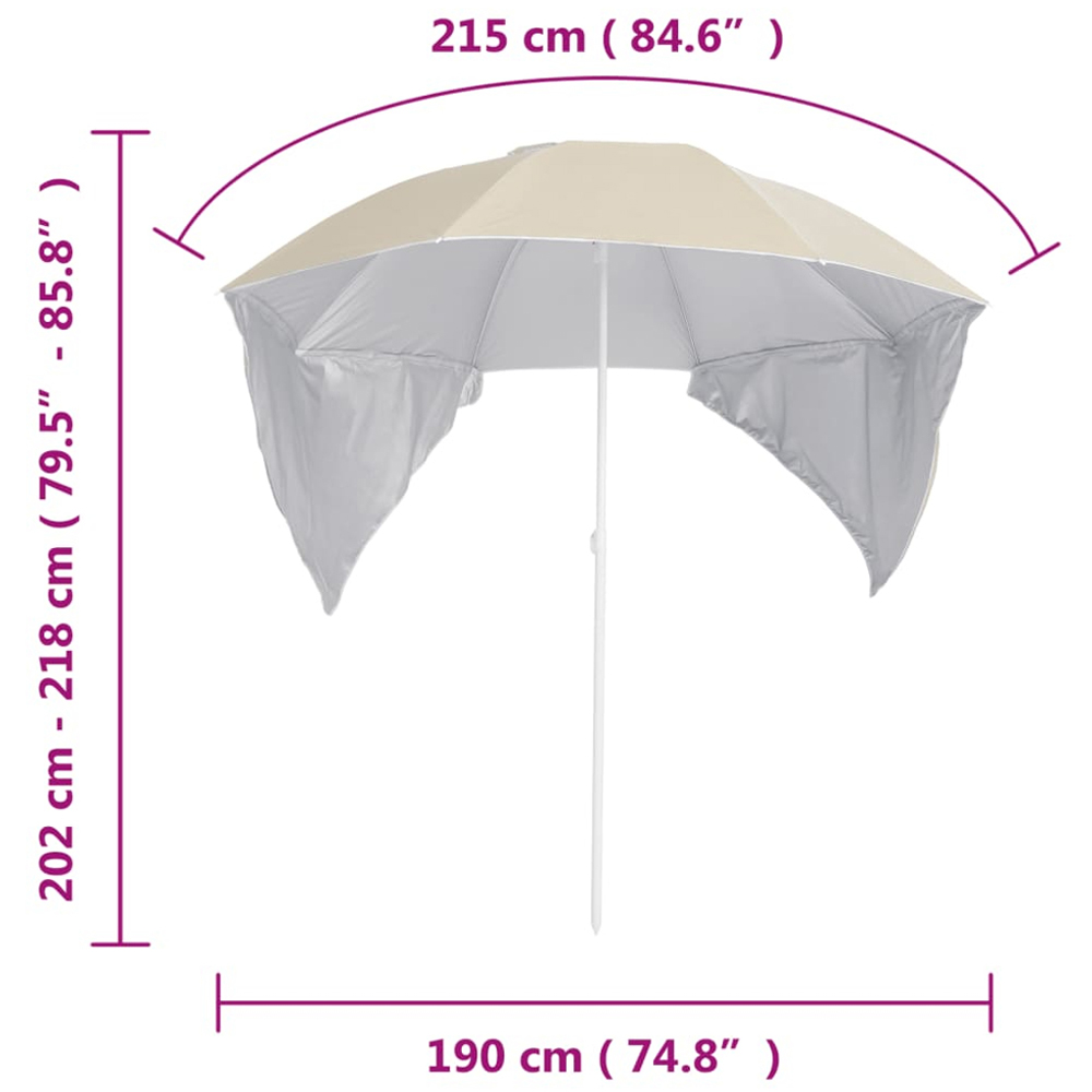 vidaXL Sand Beach Parasol with Side Walls 2.15m Image 5