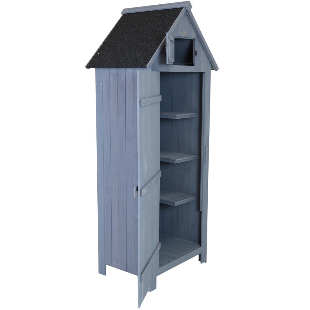 Charles Bentley 1.8 x 2.5 Grey Slim Tall Storage Shed Image 3