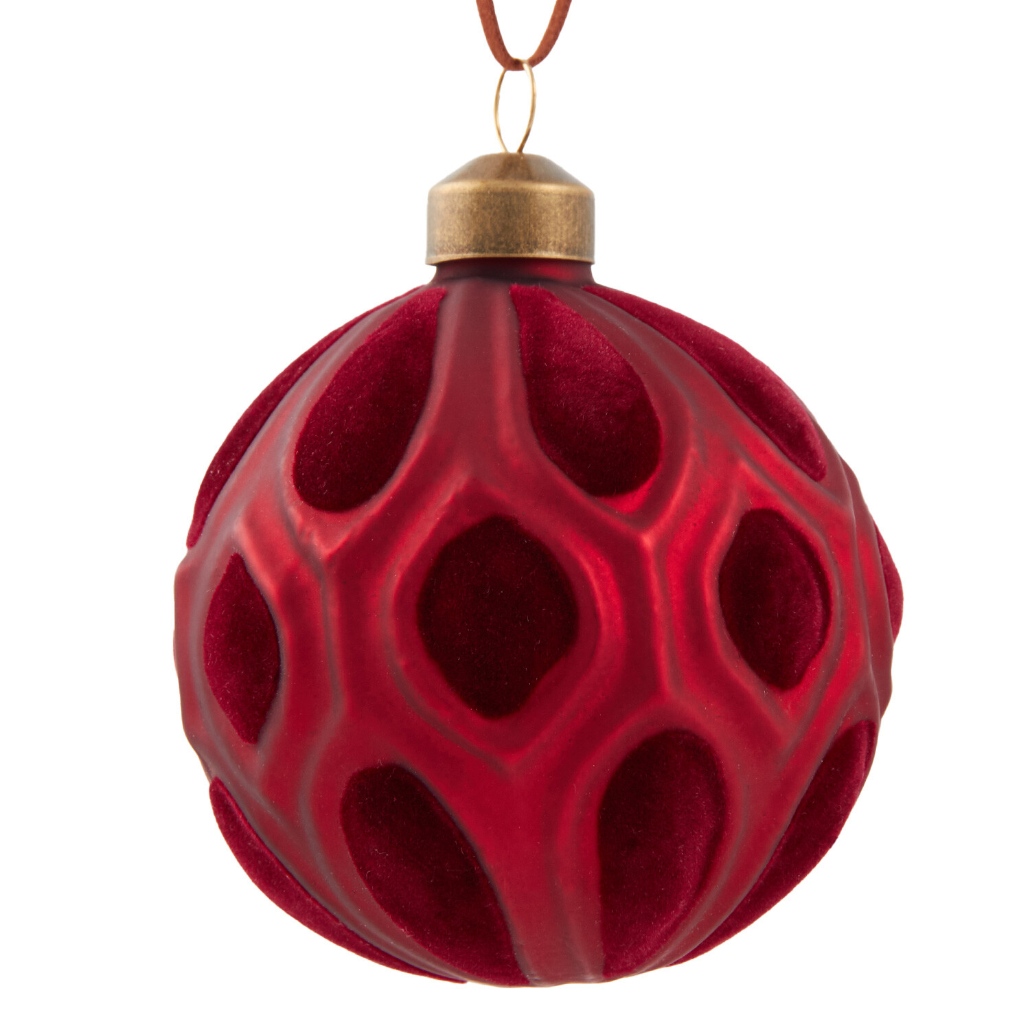 Burgundy Flocked Detail Bauble - Burgundy Image 1