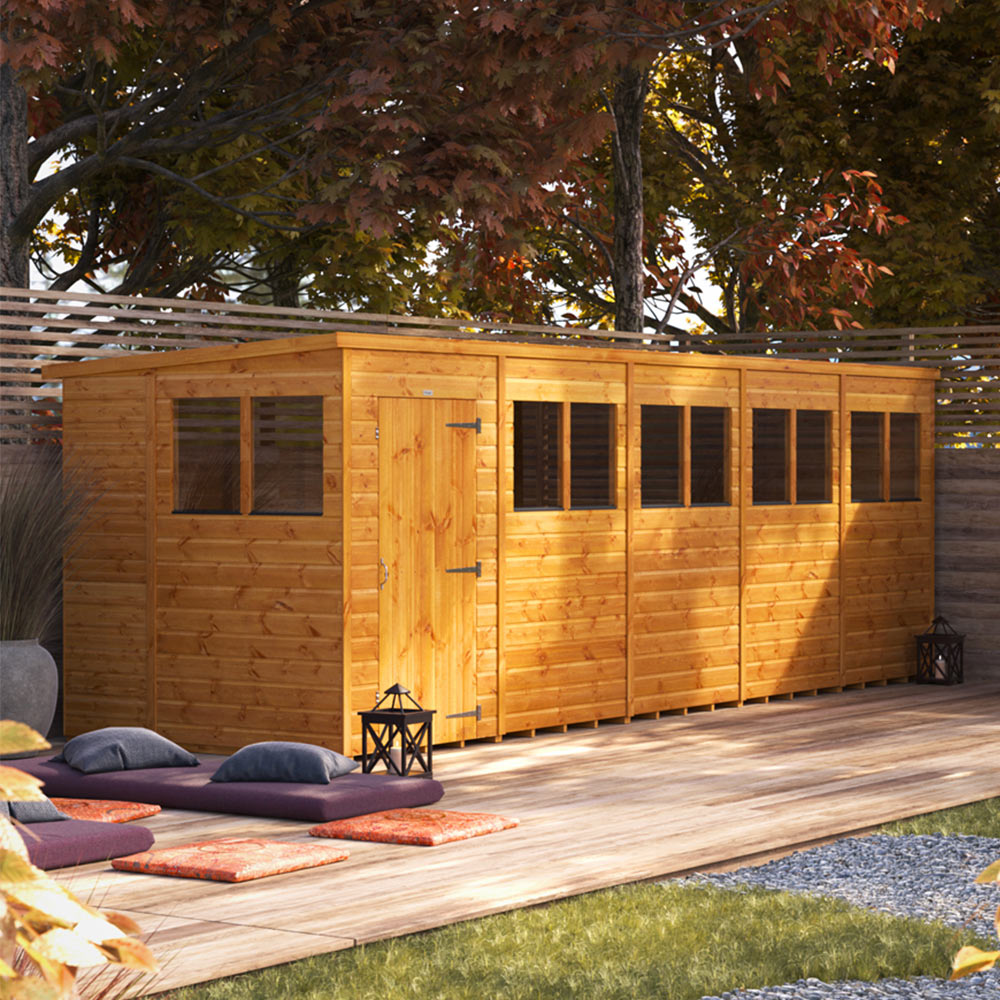 Power Sheds 20 x 6ft Pent Wooden Shed with Window Image 2