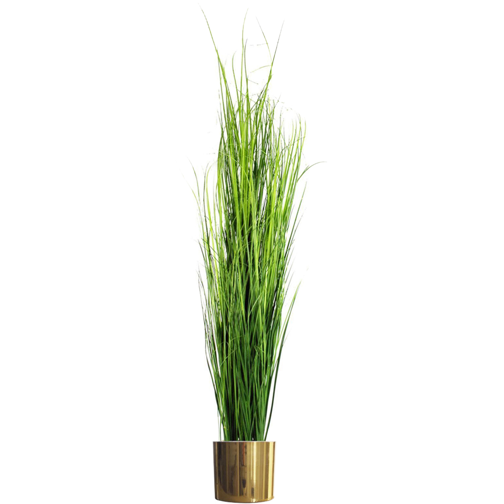 Leaf Onion Grass Artificial Plant with Gold Metal Planter 130cm Image 1