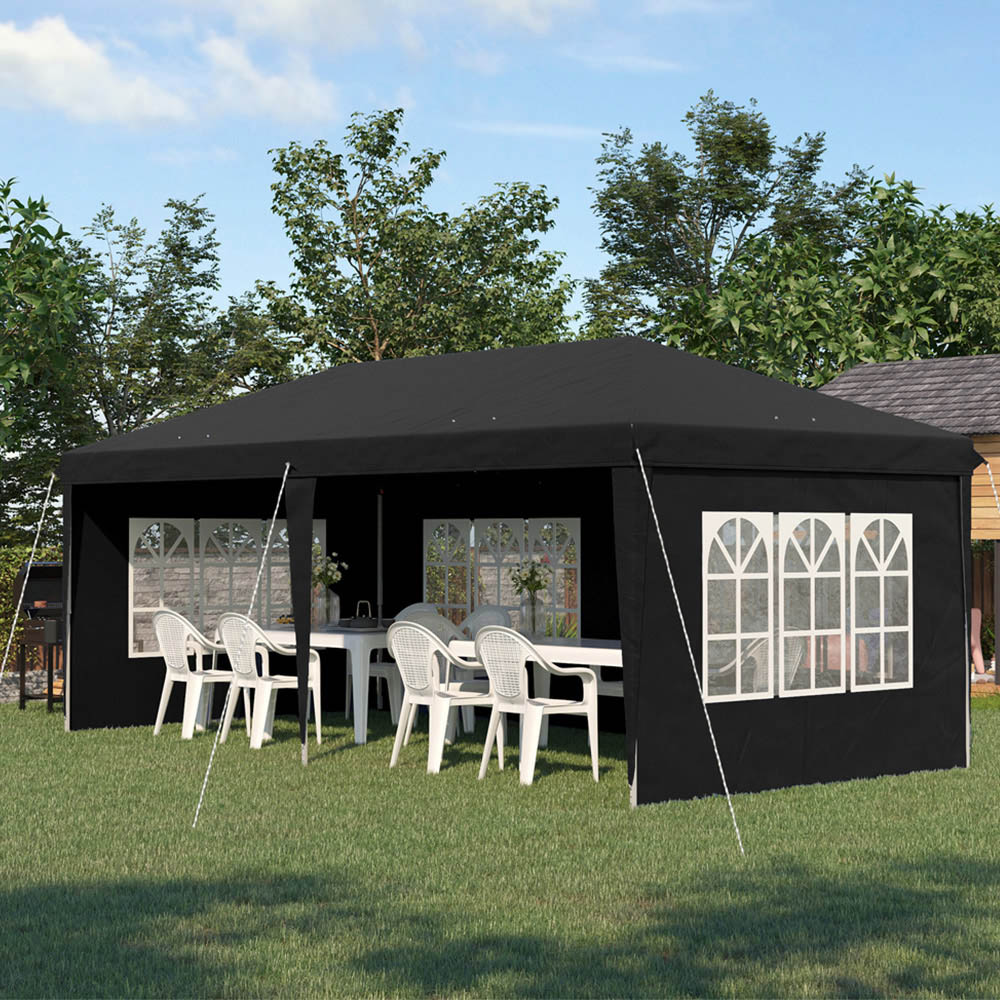 Outsunny 3 x 6m Black Pop Up Gazebo with Sidewalls Image 1