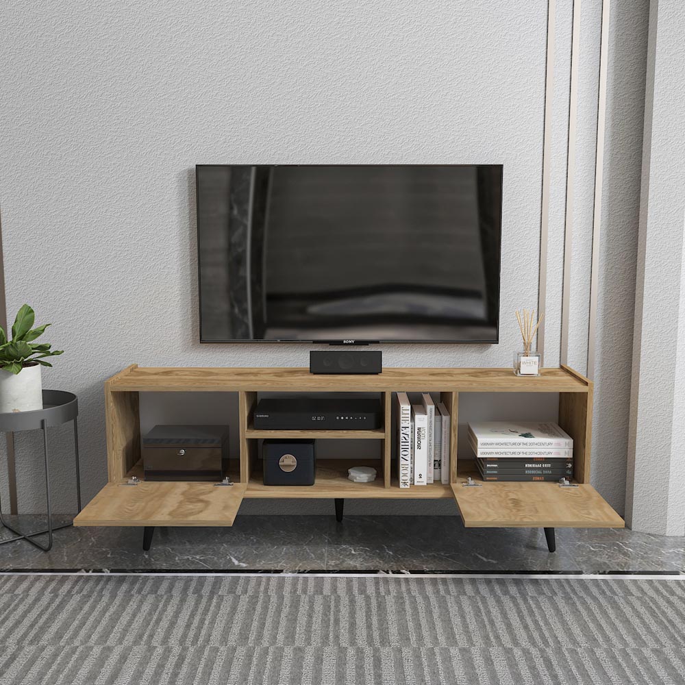 Decorotika Ecuador 2 Door 3 Shelf Oud Oak TV Unit Image 4
