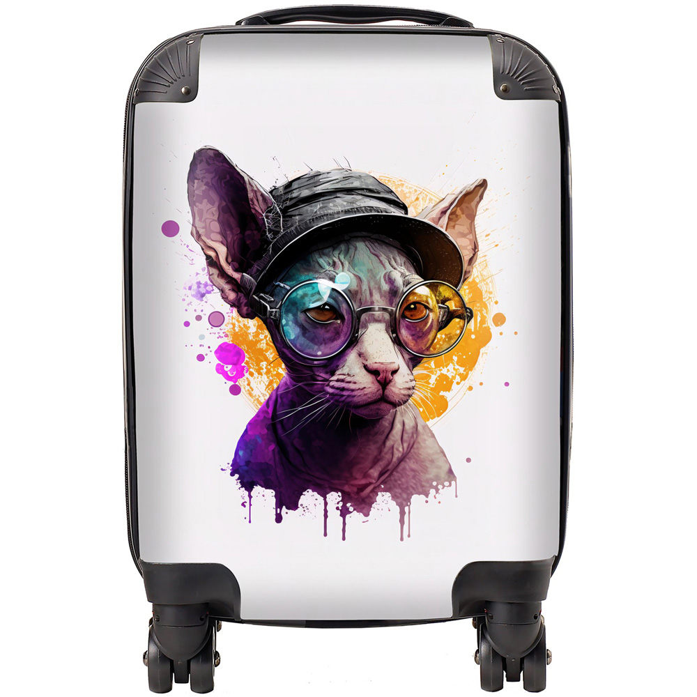 Warren Reed Designer Small Splashart Cornish Rex with Glasses Suitcase Image 1