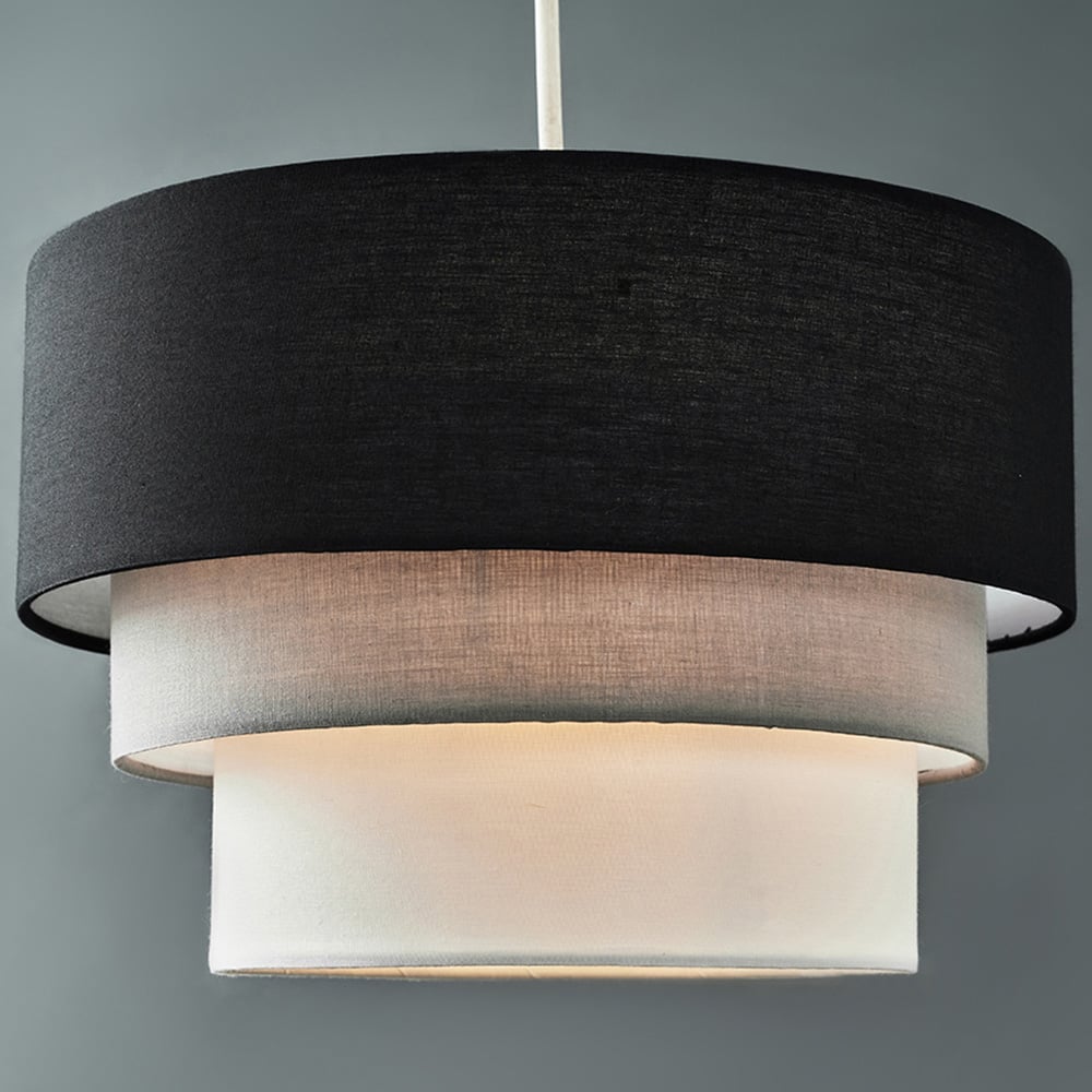ValueLights Aztec 3 Tier Black Fabric Ceiling Light Shade Image 4