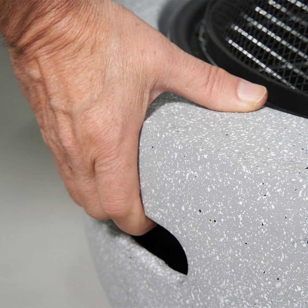 Field & Flame Dahlia Concrete Grey Wood Burning BBQ Fire Pit Image 4