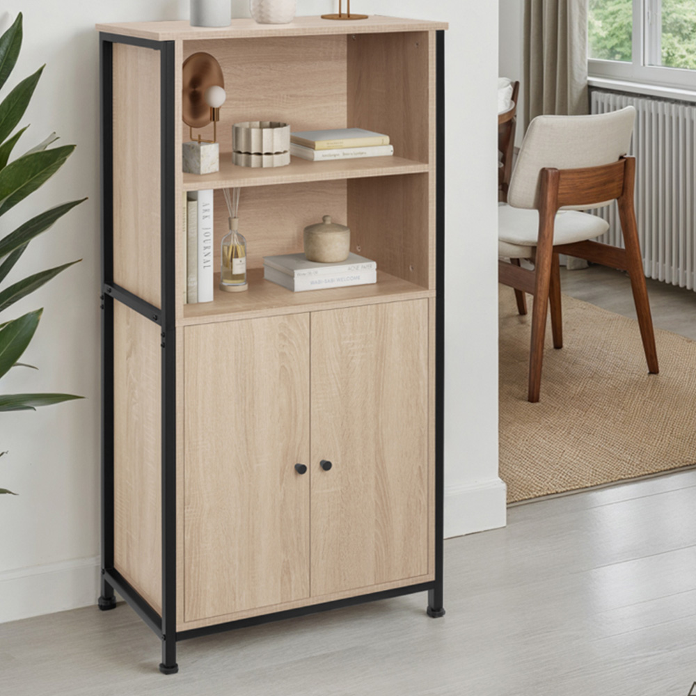 Tectake Doncaster 2 Door 2 Shelf Sonoma Oak Display Cabinet Image 1