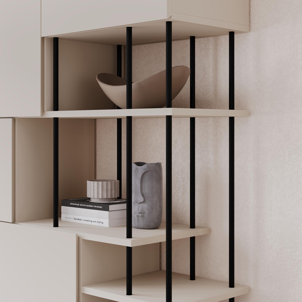 Decortie Key 5 Door 4 Shelf Sandstone Bookcase Image 3