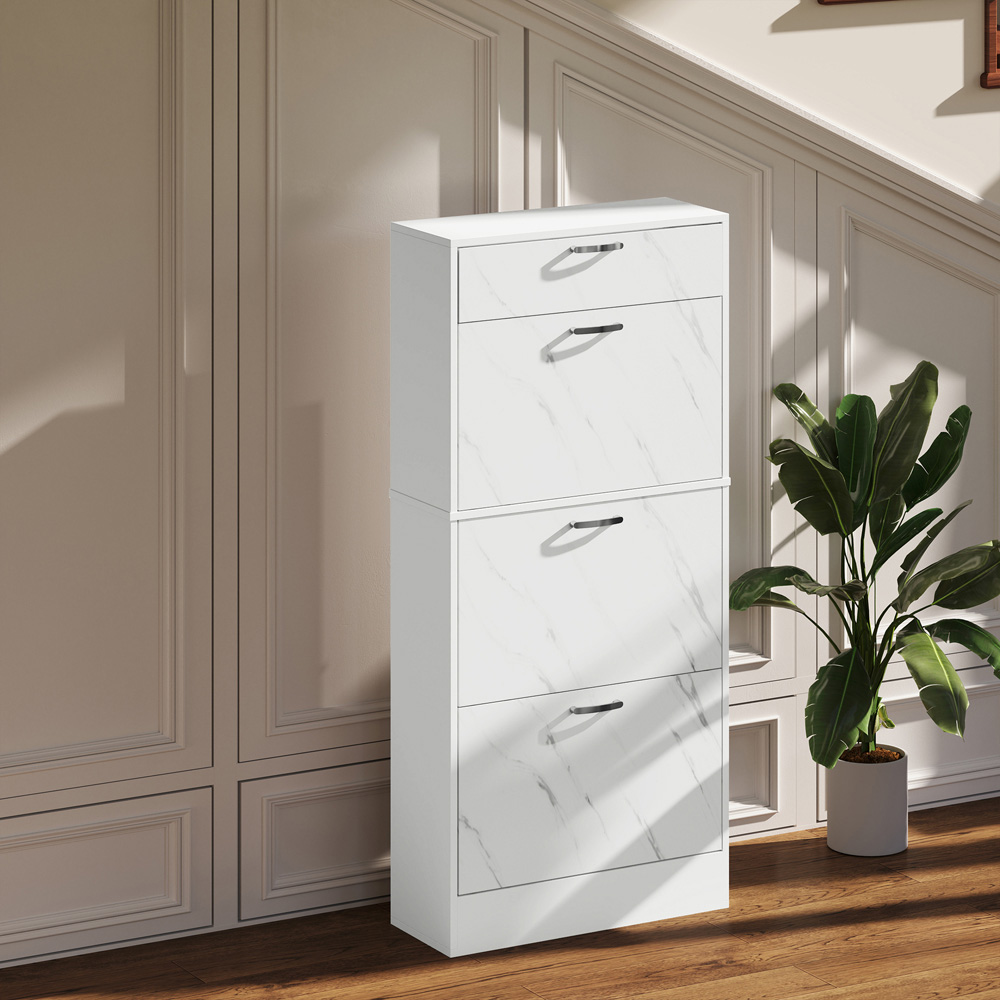 HOMCOM 4 Drawer Black Shoe Cabinet Image 4
