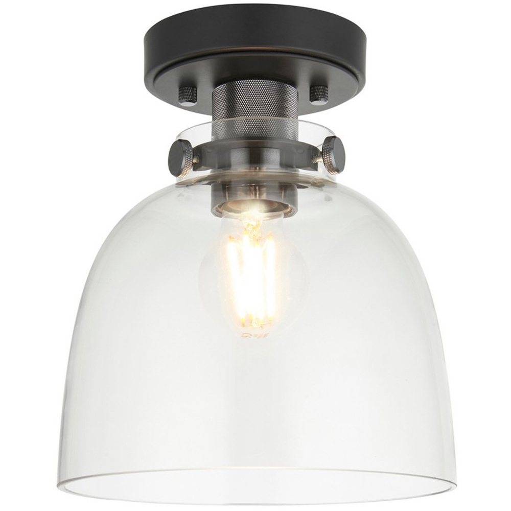 Merano Alessandria Bowl Smokey Grey and Black Semi Flush Ceiling Light Image 3