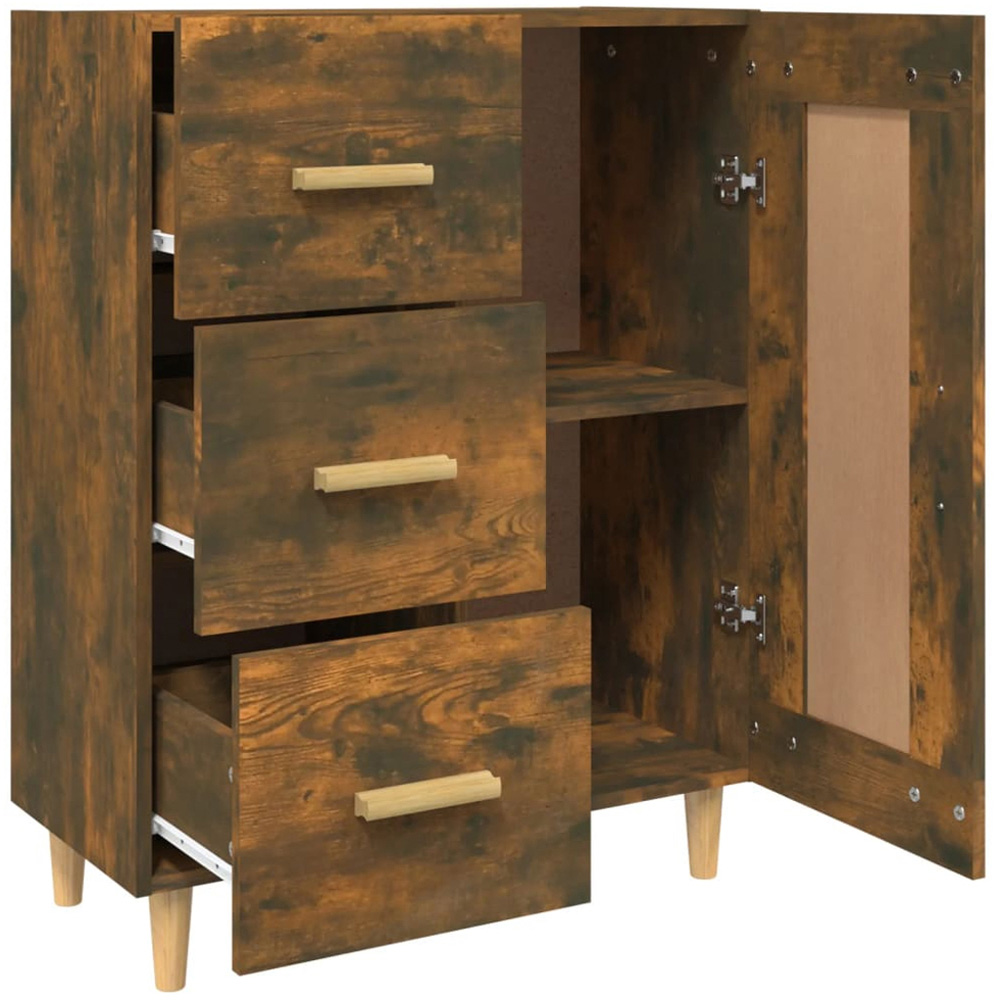 vidaXL Single Door 3 Drawer Smoked Oak Sideboard Image 6