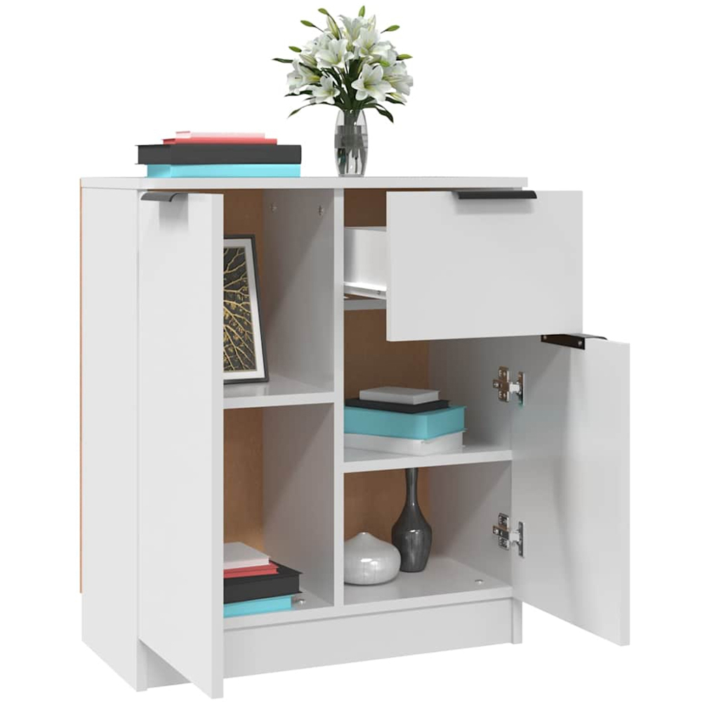 vidaXL 2 Door Single Drawer White Sideboard Image 5