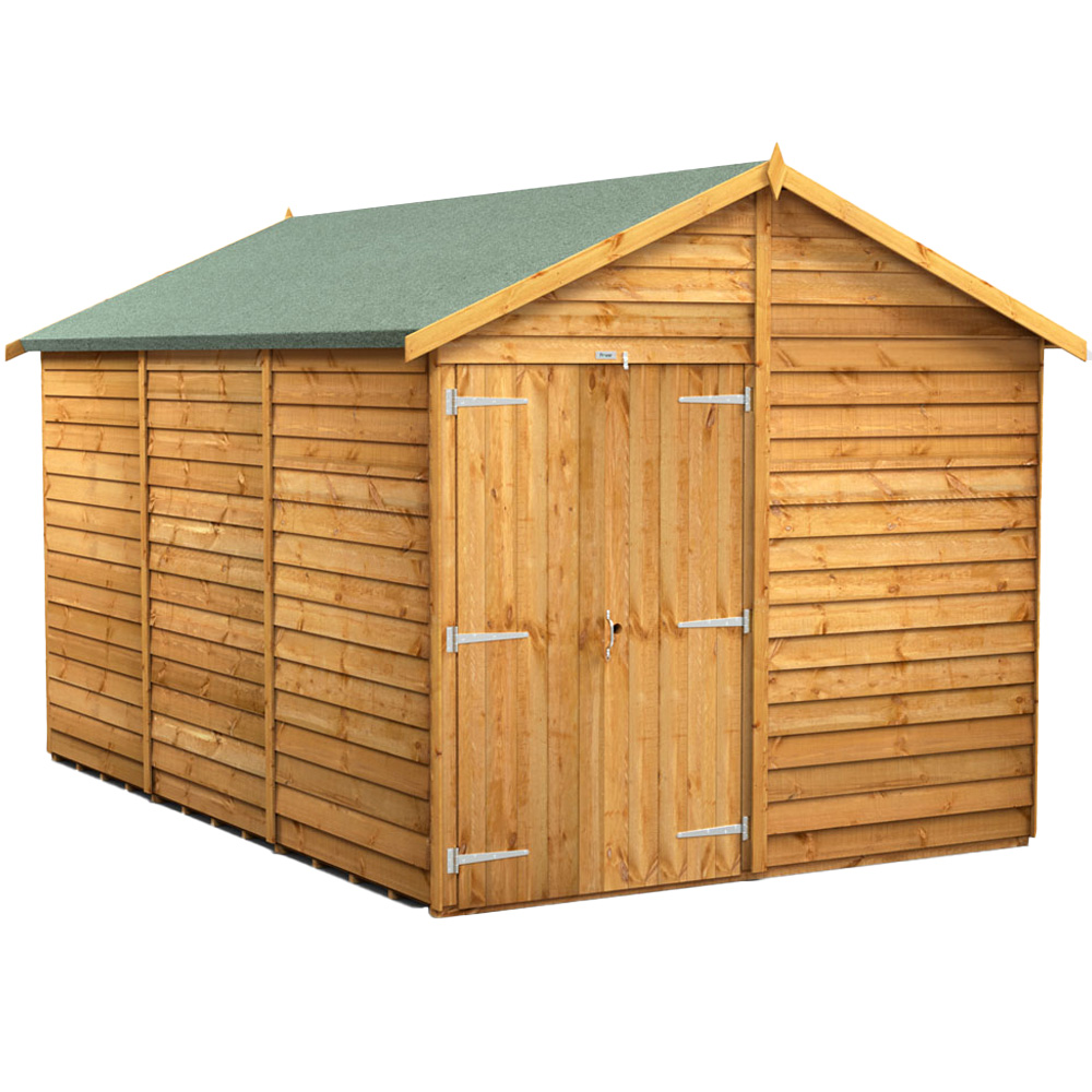 Power 12 x 8ft Overlap Apex Windowless Double Door Garden Shed Image 1