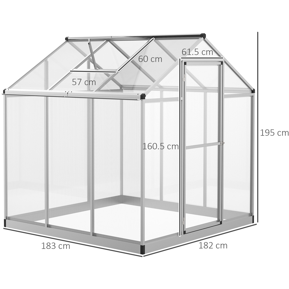 Outsunny Clear Polycarbonate 6 x 6ft Walk In Greenhouse Image 7