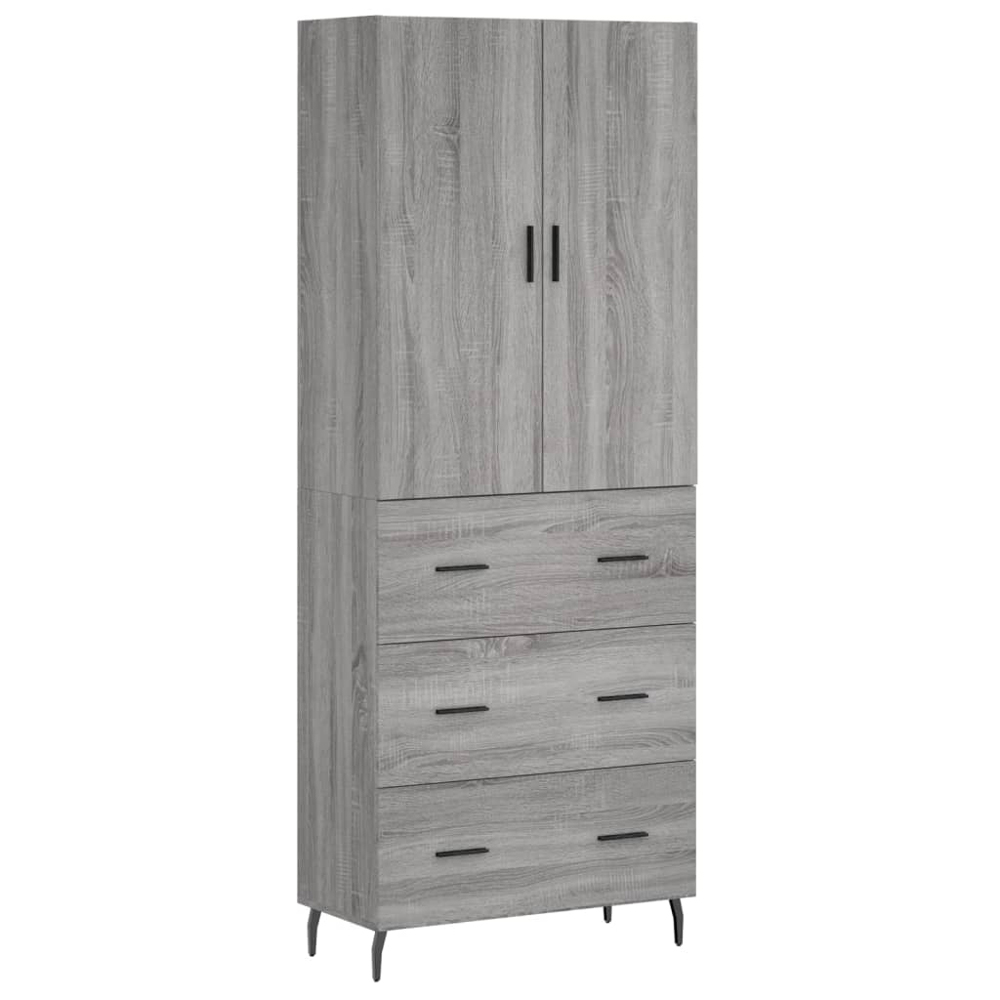 vidaXL 2 Door 3 Drawer Grey Sonoma Highboard Image 2