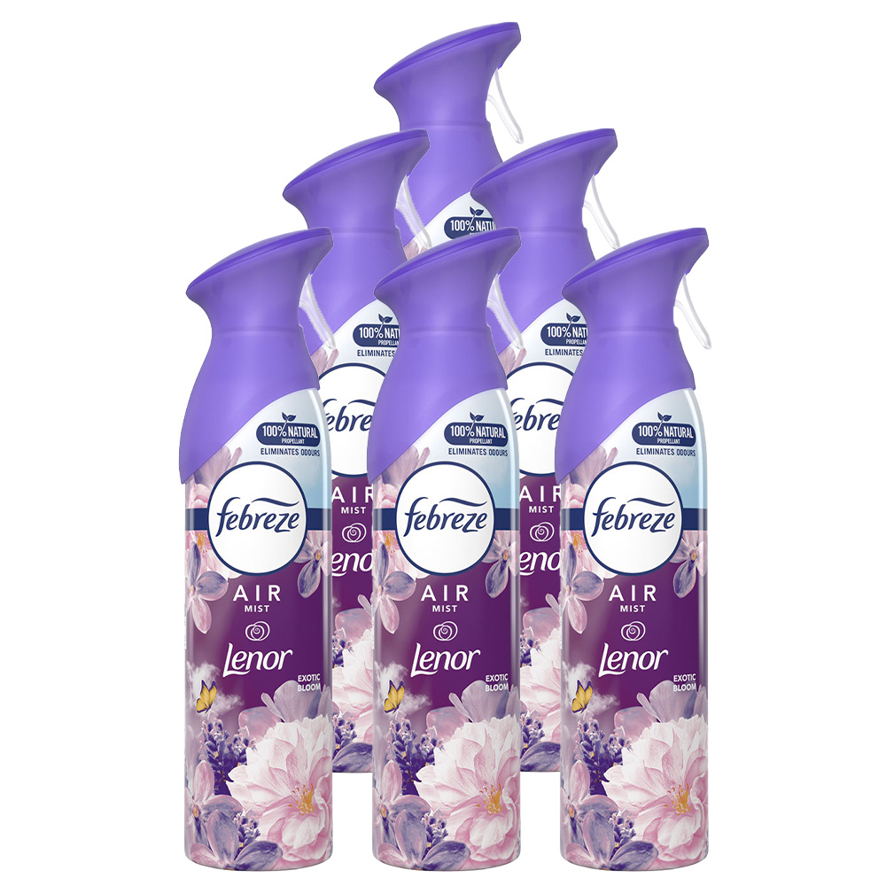 Febreze Exotic Bloom Aerosol Air Freshener Spray Case of 6 x 300ml Image 1